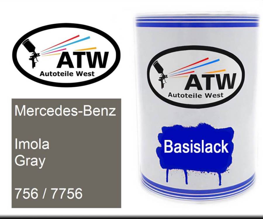 Mercedes-Benz, Imola Gray, 756 / 7756: 500ml Lackdose, von ATW Autoteile West.